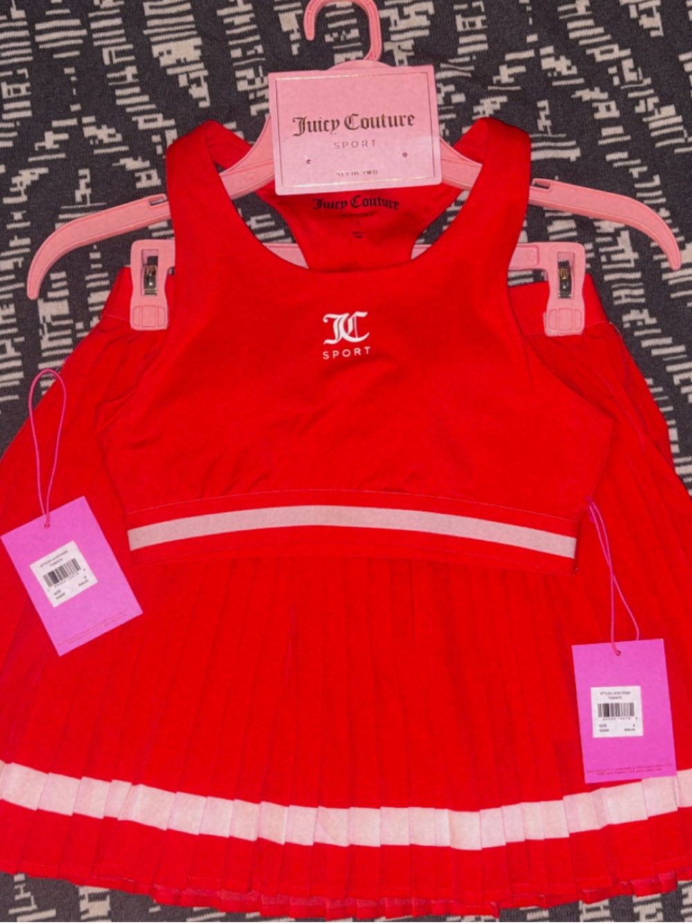 Juicy Couture Red Sport Tank Tennis Dress with White Stripe